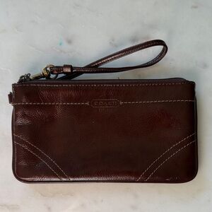 Coach Dark Brown Leather Wristlet